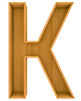 Wooden cabinet-letter. Isolated 3d rendering on white background