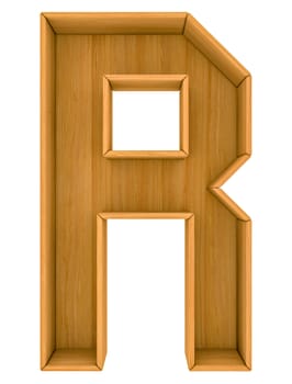 Wooden cabinet-letter. Isolated 3d rendering on white background
