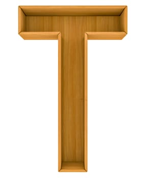 Wooden cabinet-letter. Isolated 3d rendering on white background