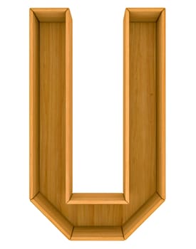 Wooden cabinet-letter. Isolated 3d rendering on white background