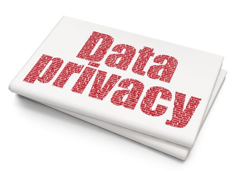 Safety concept: Pixelated red text Data Privacy on Blank Newspaper background, 3D rendering