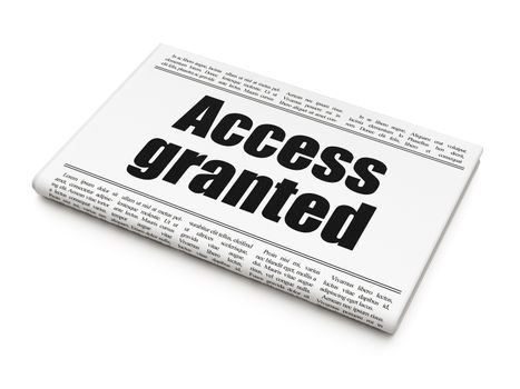 Privacy concept: newspaper headline Access Granted on White background, 3D rendering