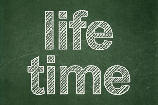 Time concept: text Life Time on Green chalkboard background