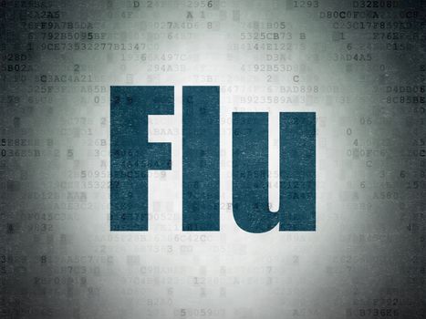 Healthcare concept: Painted blue word Flu on Digital Data Paper background