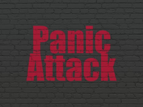 Healthcare concept: Painted red text Panic Attack on Black Brick wall background