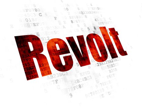 Politics concept: Pixelated red text Revolt on Digital background