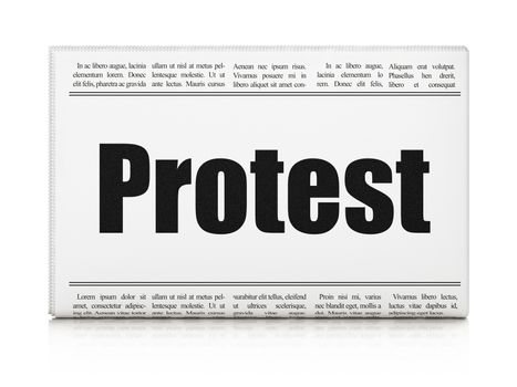 Political concept: newspaper headline Protest on White background, 3D rendering