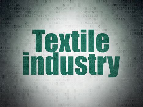 Industry concept: Painted green word Textile Industry on Digital Data Paper background