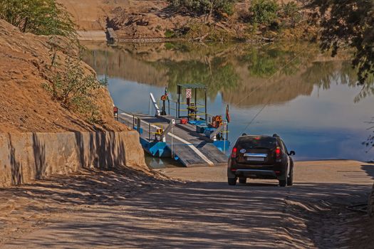 Octha Ferry Crossing at the Sendelingsdrift Border Crossing between South Africa and Namibia in the Richtersveld National Park.