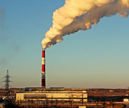 Thermal power plant pollutes and degrades the environment.