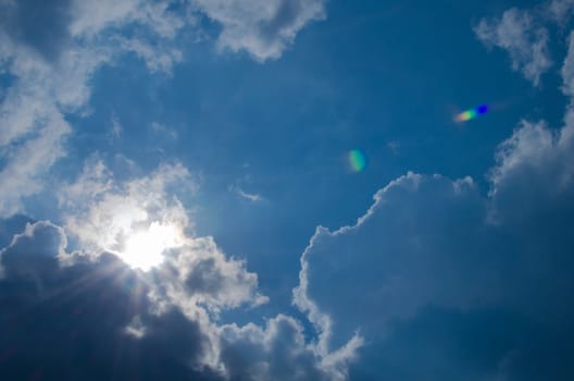 blue sky have cloud in winter season ,thai land ,have feeling happy