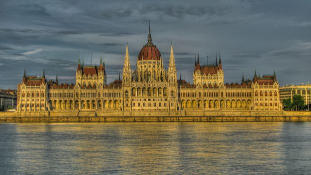 Exterior view to Hungary Parliament House, Budapest, Hungary