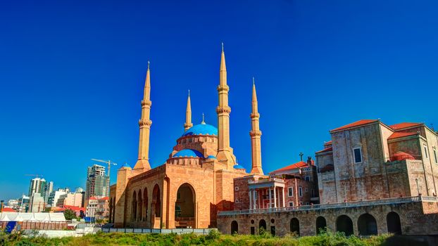 Exterior view to Mohammad Al-Amin Mosque in Beirut, Lebanon