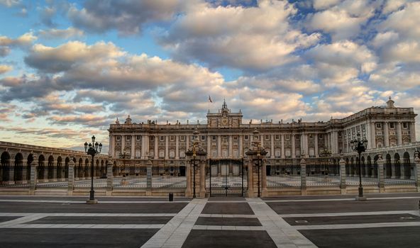 Royal Palace in Madrid at sunrise, Spain