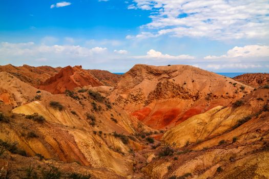 Panorama of Skazka aka Fairytale canyon, Issyk-Kul, Kyrgyzstan