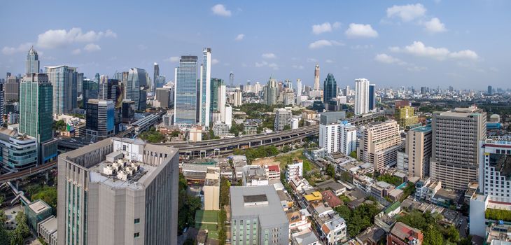 Panorama Bangkok City, Nana and Sukhumvit Road, Aerial Photography Thailand