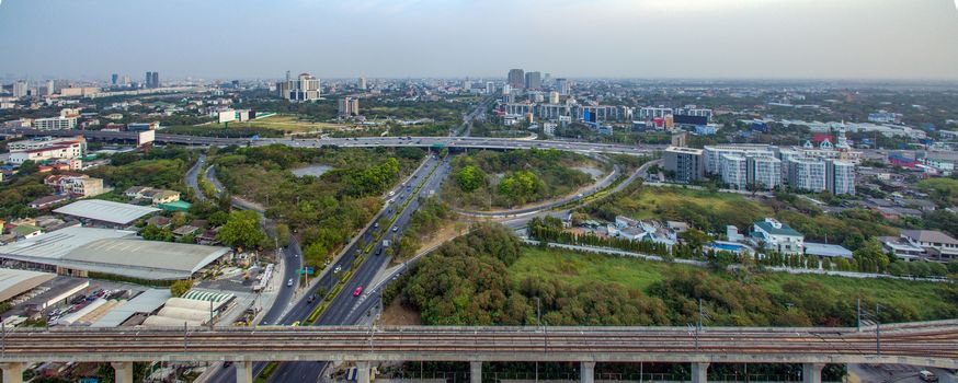 Motorway to Suvarnabhumi Airport, Bangkok Srinakarin Road, Pattanakarn Aerial Photography