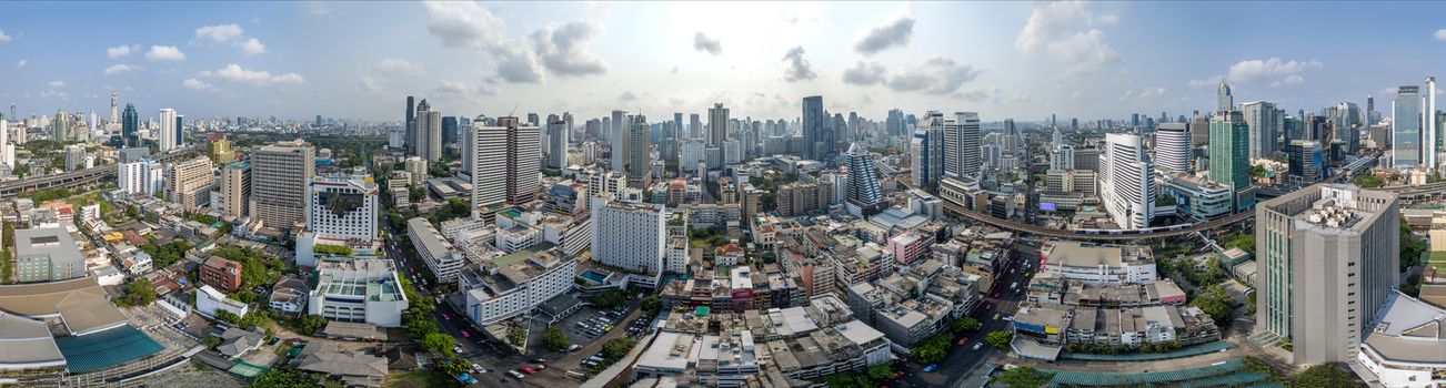 Bangkok City 360° panorama, Nana and Sukhumvit Road Aerial Photography