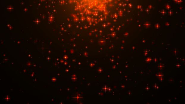 Abstract background with celebration stars. Orange theme. 3d rendering