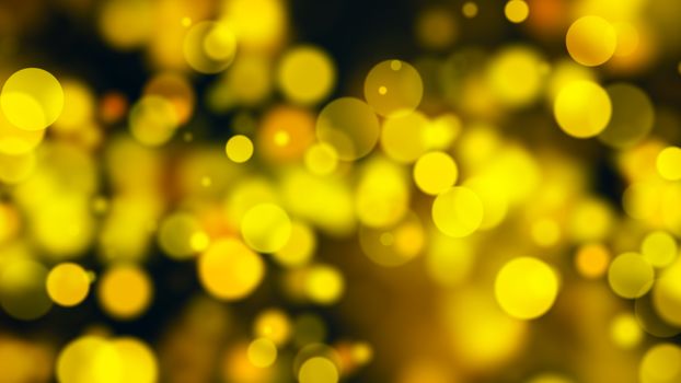 Abstract gold bokeh with black background. 3d rendering