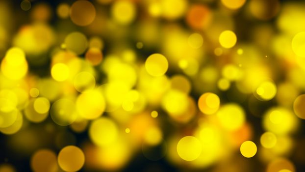 Abstract gold bokeh with black background. 3d rendering