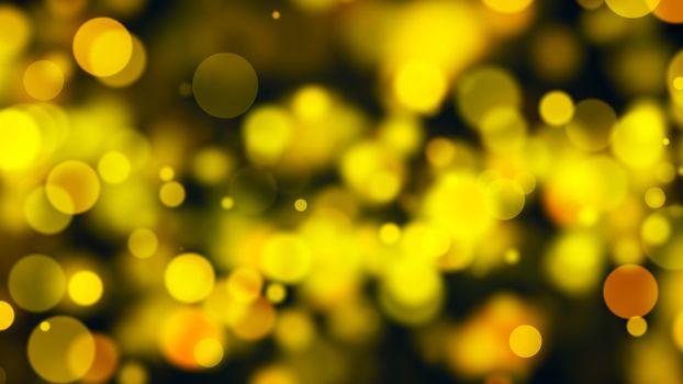 Abstract gold bokeh with black background. 3d rendering