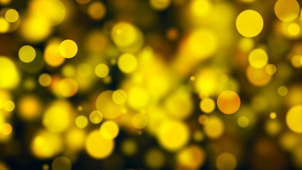 Abstract gold bokeh with black background. 3d rendering