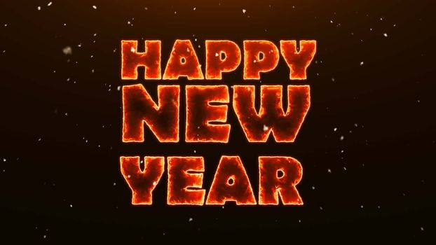 Three-dimensional text Happy New Year. Abstract background with snow. 3d rendering