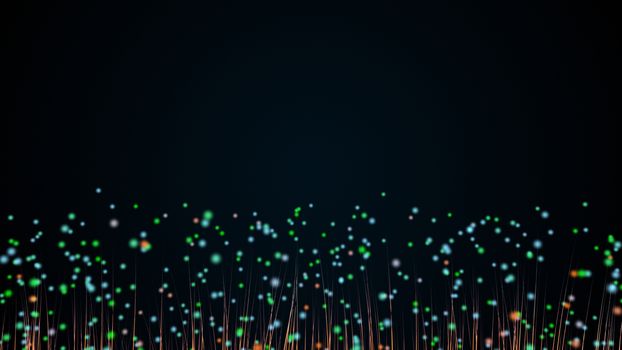 Abstract background with trail effect and particles. 3d rendering