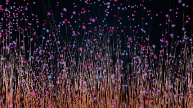Abstract background with trail effect and particles. 3d rendering