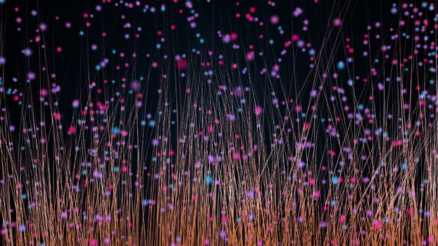 Abstract background with trail effect and particles. 3d rendering