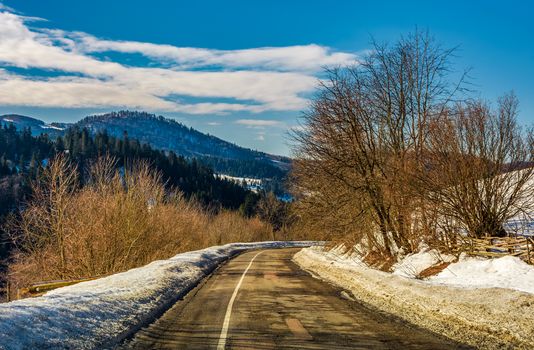 winding serpentine in winter. lovely transportation scenery in mountains