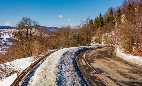 winding serpentine in winter. lovely transportation scenery in mountains