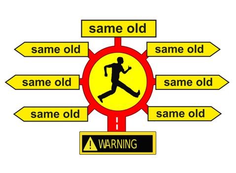 Concept sign for settled habits and conventions which are very stable and difficult to overcome: old habits die hard