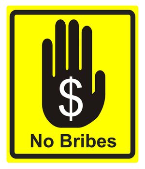 Concept sign to fight against bribes and corruption