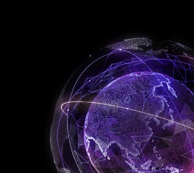 Digital design of a global network of Internet. 3d illustration