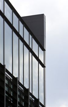 Office building rectangle blue windows.