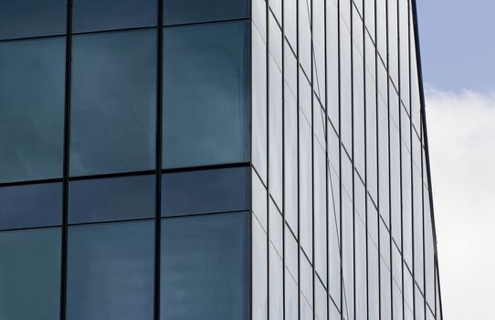 Office building rectangle blue windows.