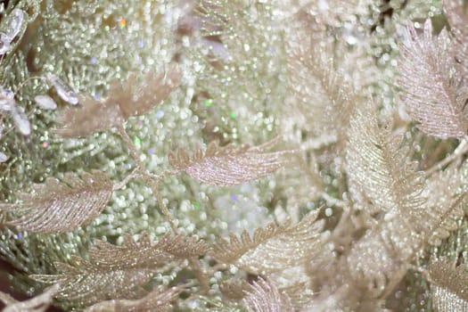Bright shiny golden and silver leaves and drops background for celebration greeting cards