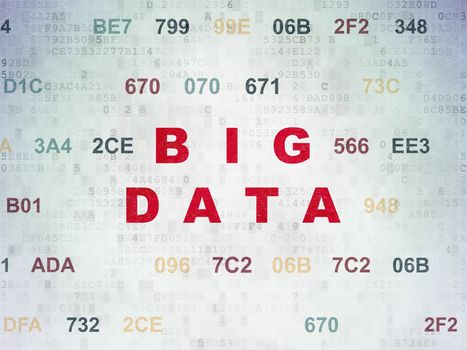 Data concept: Painted red text Big Data on Digital Data Paper background with Hexadecimal Code