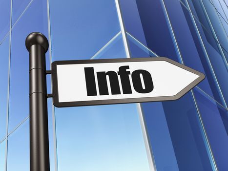 Information concept: sign Info on Building background, 3D rendering