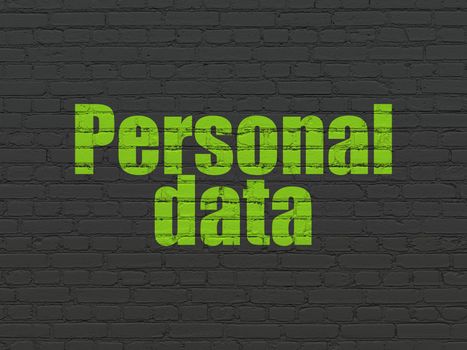 Data concept: Painted green text Personal Data on Black Brick wall background