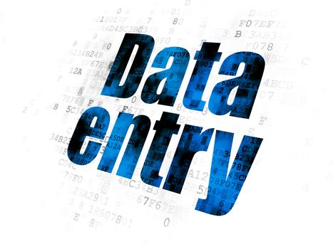 Data concept: Pixelated blue text Data Entry on Digital background