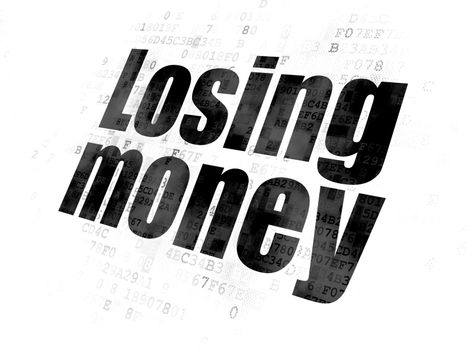 Currency concept: Pixelated black text Losing Money on Digital background