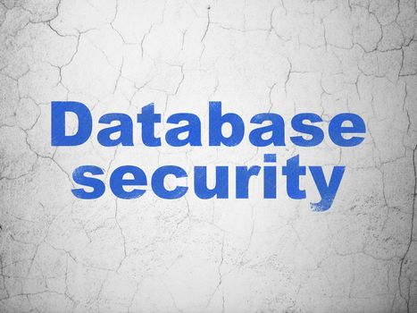 Safety concept: Blue Database Security on textured concrete wall background