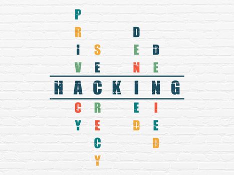 Protection concept: Painted blue word Hacking in solving Crossword Puzzle