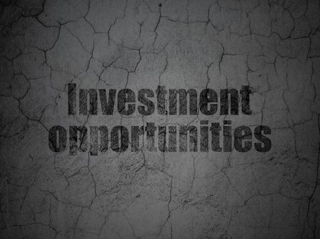 Business concept: Black Investment Opportunities on grunge textured concrete wall background