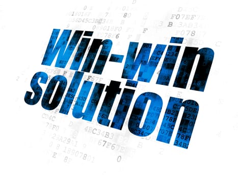 Finance concept: Pixelated blue text Win-win Solution on Digital background