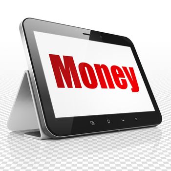 Finance concept: Tablet Computer with red text Money on display, 3D rendering