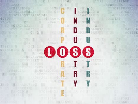 Finance concept: Painted red word Loss in solving Crossword Puzzle on Digital Data Paper background
